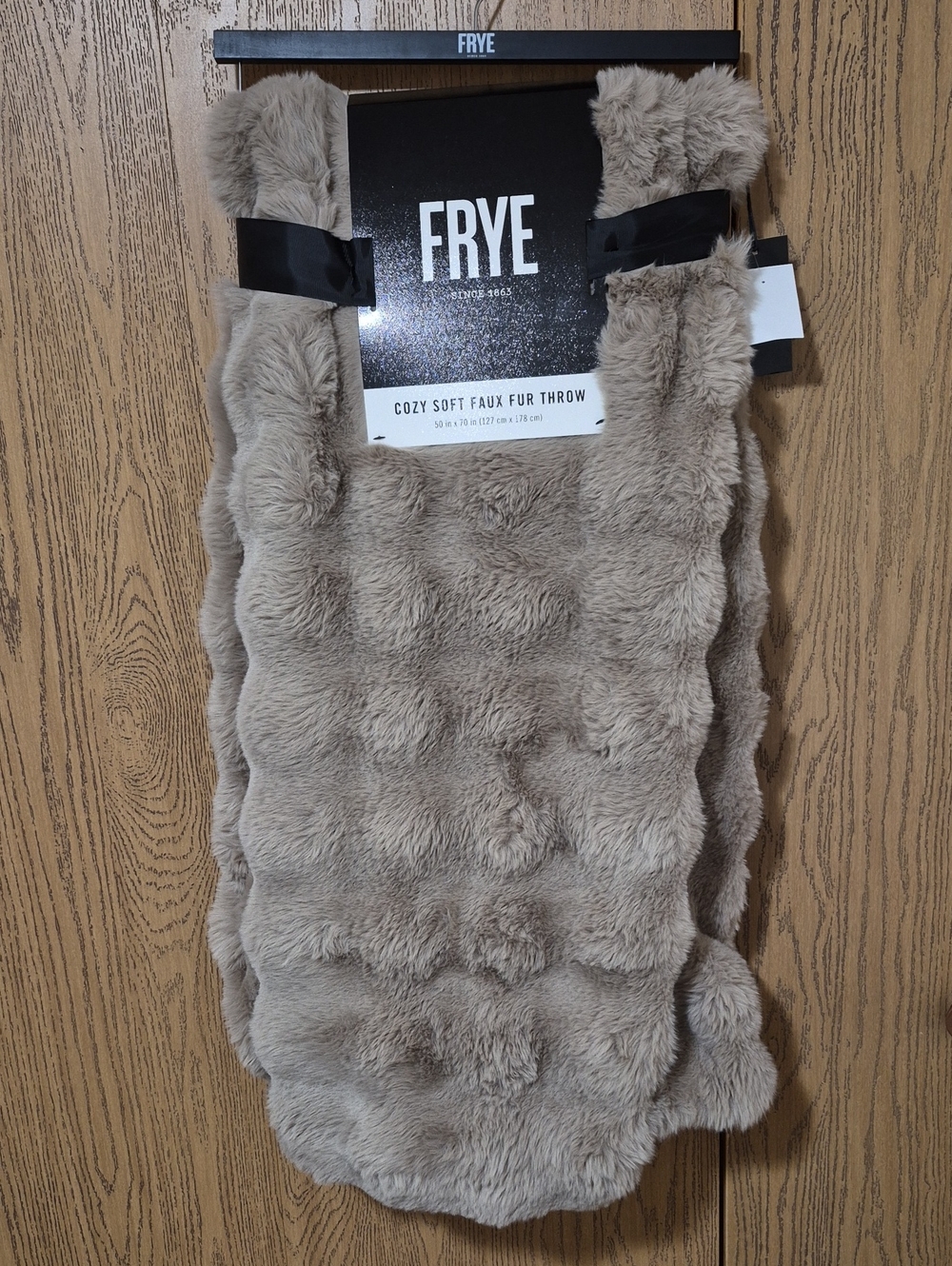 FRYE Faux Fur Throw in Taupe Gray 50" X 70"